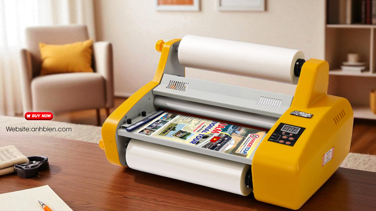 Máy Cán màng MF3510 màu vàng
