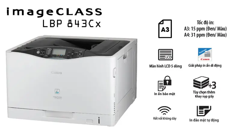 Máy in laser màu Canon LBP-843Cx in khổ A3 tốc độ cao