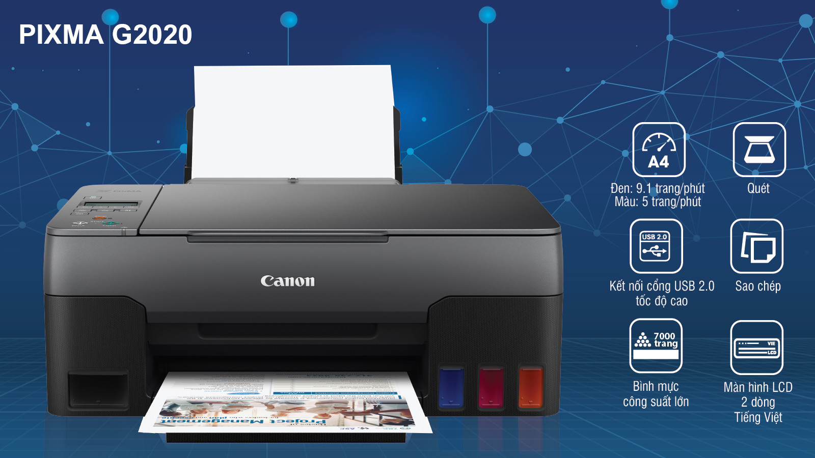 Máy in Canon PIXMA G2020 in phun màu đa chức năng