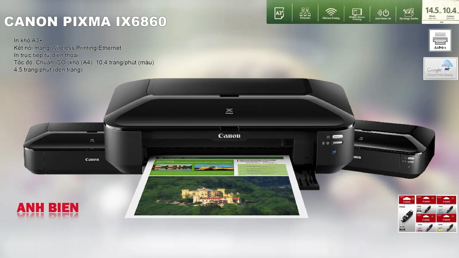 Máy in Canon PIXMA IX6860 khổ A3, kết nối Wifi