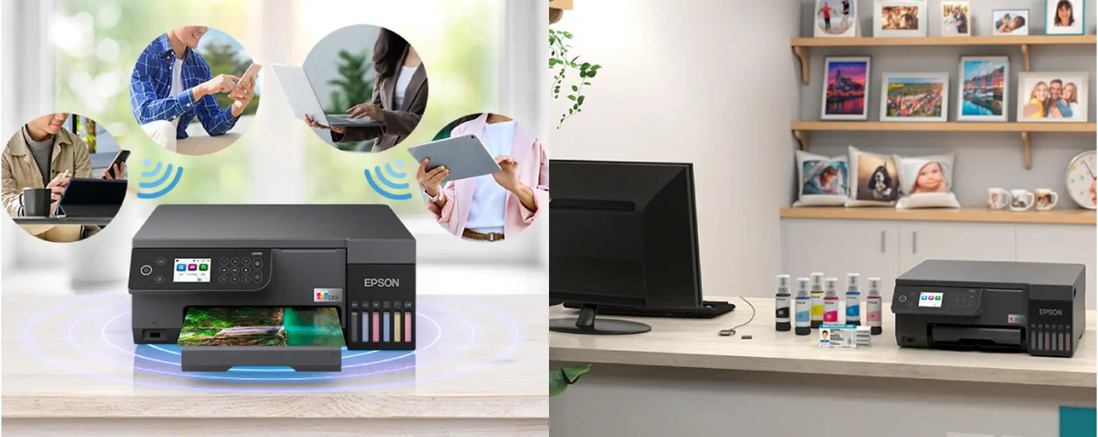 Kết nối không dây thông minh với Epson L8100, In từ mọi nơi với Epson Connect.